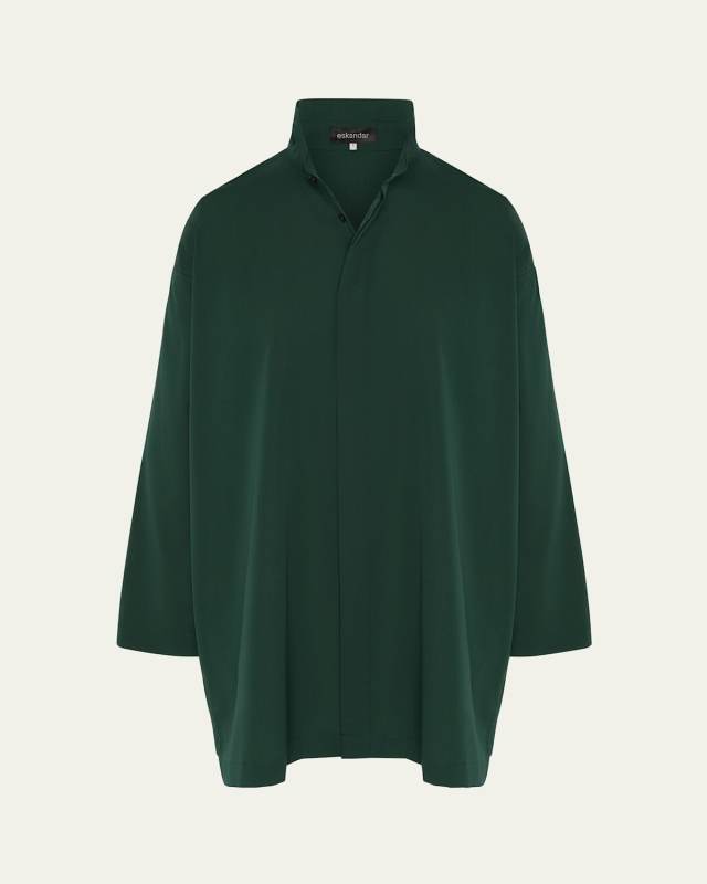 Slim A-Line Shirt With Double Stand-Collar And Stepped Insert (Long Plus Length)